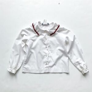 Vintage Jessie kids crochet hem collar blouse 6Y